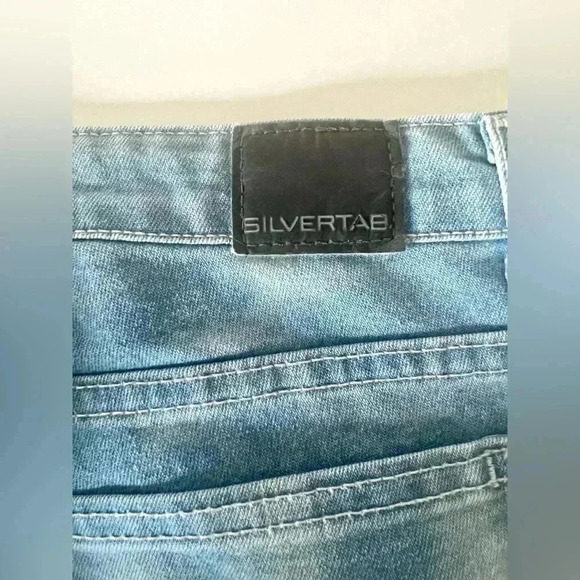 Vintage Levis’s 1990s Silvertab Distressed Coloring Flared Denim Jeans Size 11 - Picture 8 of 10